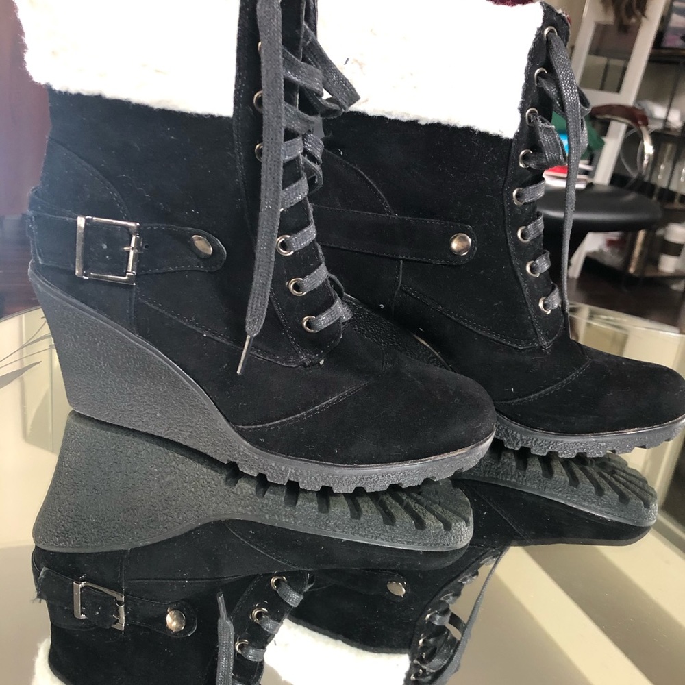 Suede Faux Lamb Ankle Boots size 9